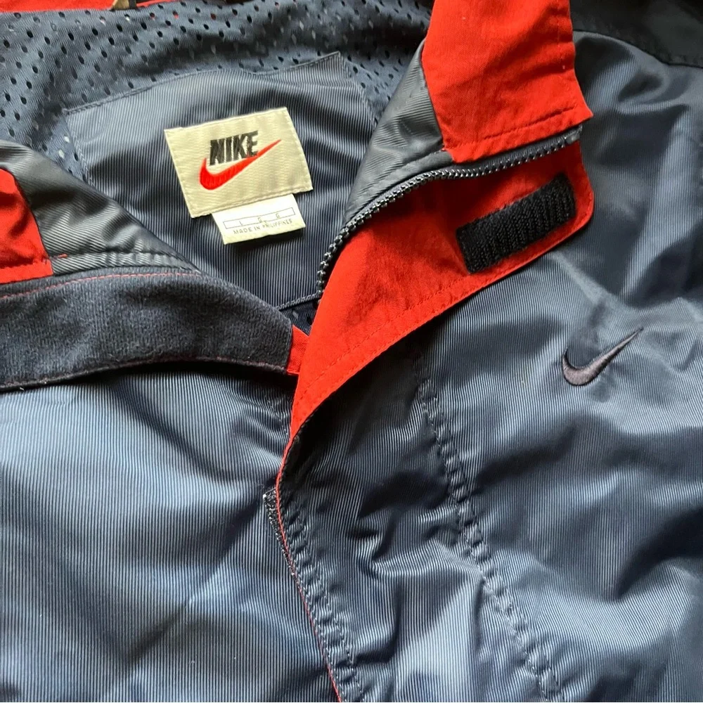 Vintage Nike Windbreaker Jacket White Tag Mesh Lined Full Zip Size Large Blue - Picture 2 of 4